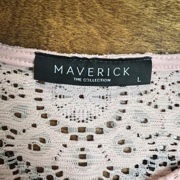 Maverick The Collection Sweater Top Womens Large Crochet Lace Bell Sleeve Boho L - Picture 9 of 10